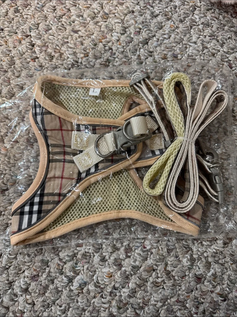 GAMUDA Plaid Dog Harness in Beige/Tan